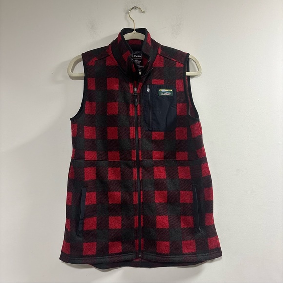 L.L. Bean Women's Red and Black Buffalo Check plaid Vest - Picture 1 of 3